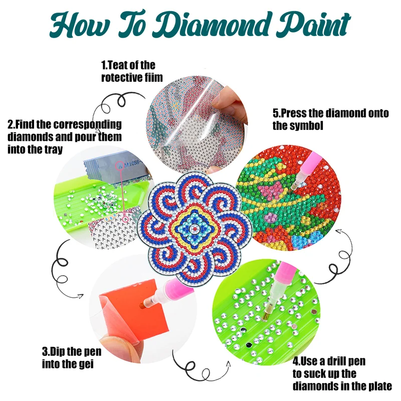 Diamond Crafts Coasters Diamond Painting Coasters (Mandala) - Image 6