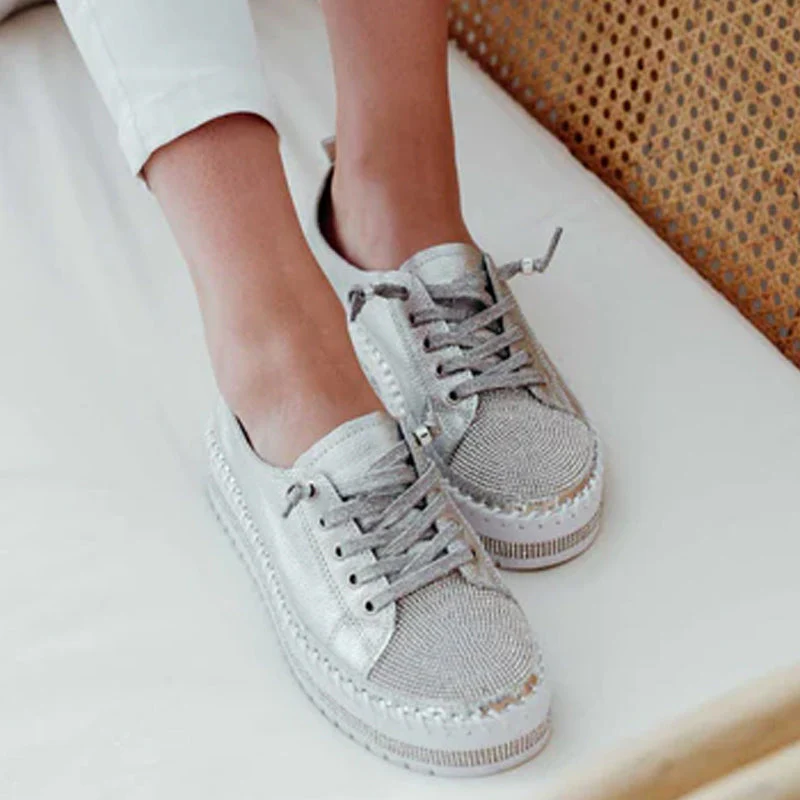 DIAMOND SILVER LEATHER SNEAKERS - Image 2