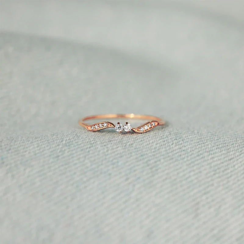 Double Stone Wavy Ring - Image 10