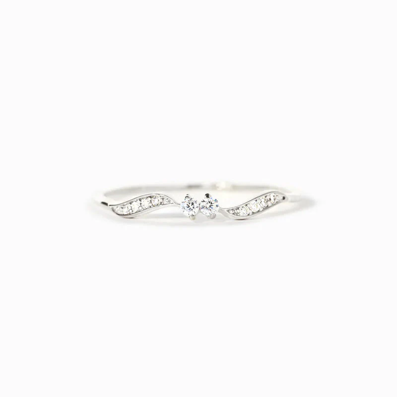 Double Stone Wavy Ring - Image 11
