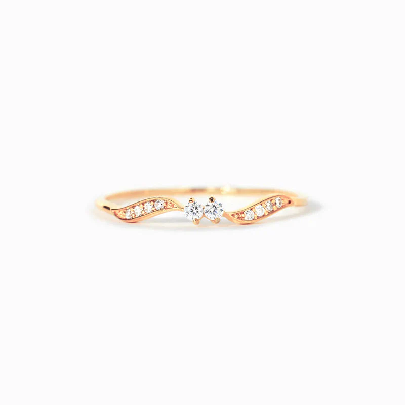 Double Stone Wavy Ring - Image 12