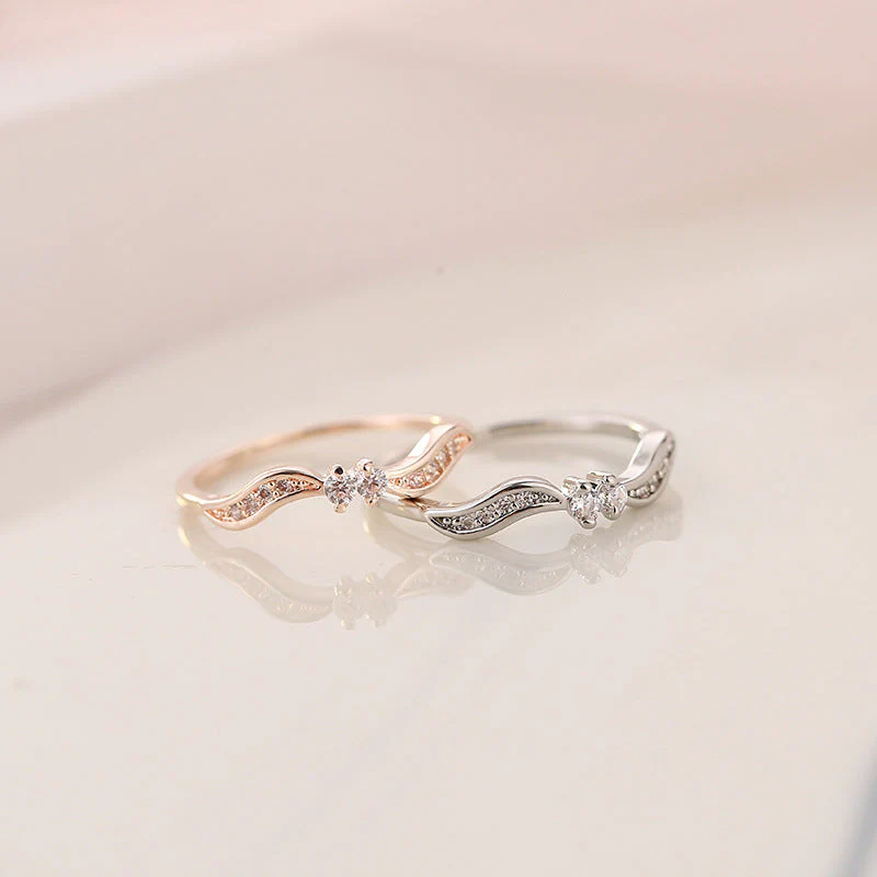 Double Stone Wavy Ring - Image 7