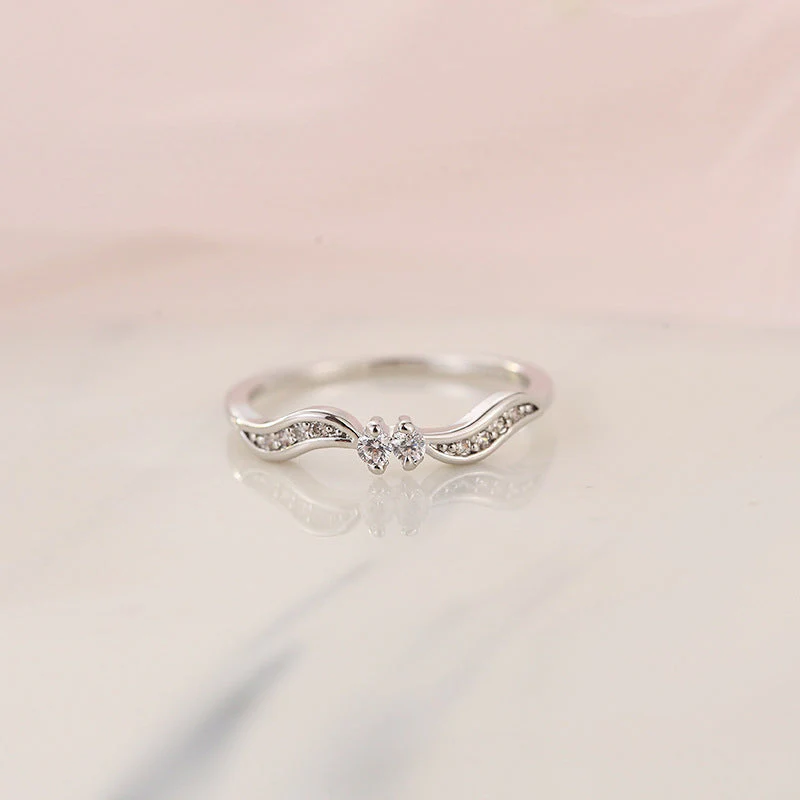Double Stone Wavy Ring - Image 9