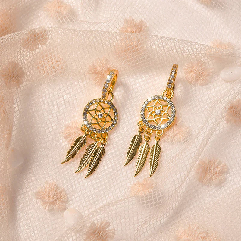 Dreamcatcher Crystal Charm Earrings - Image 2