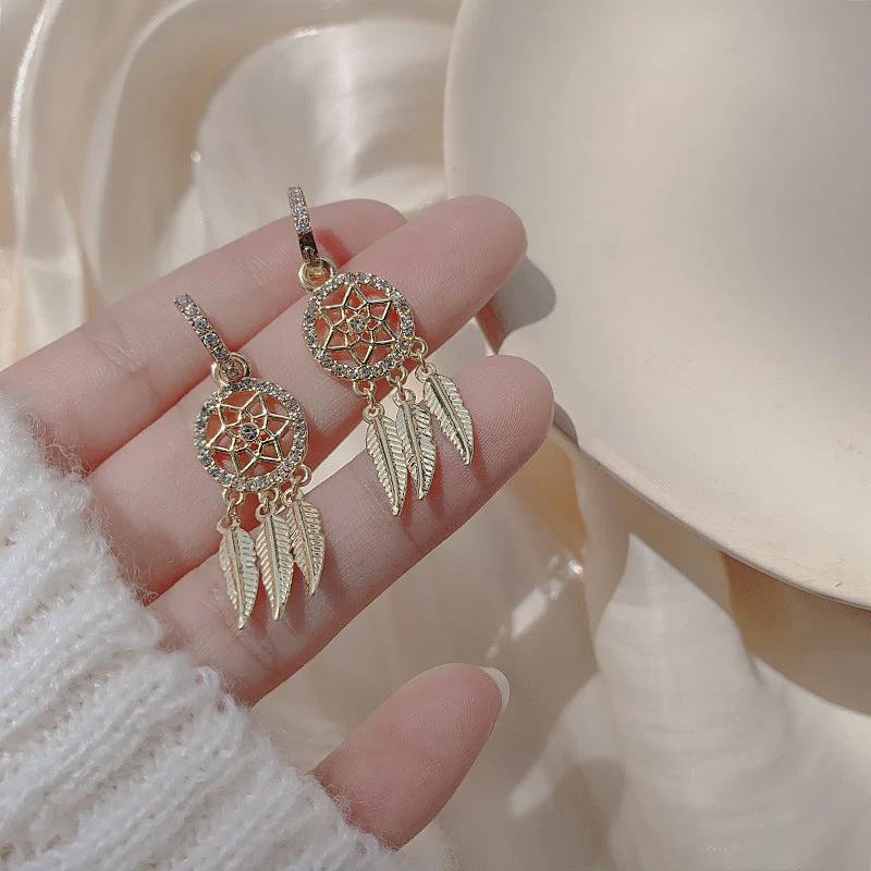 Dreamcatcher Crystal Charm Earrings - Image 5