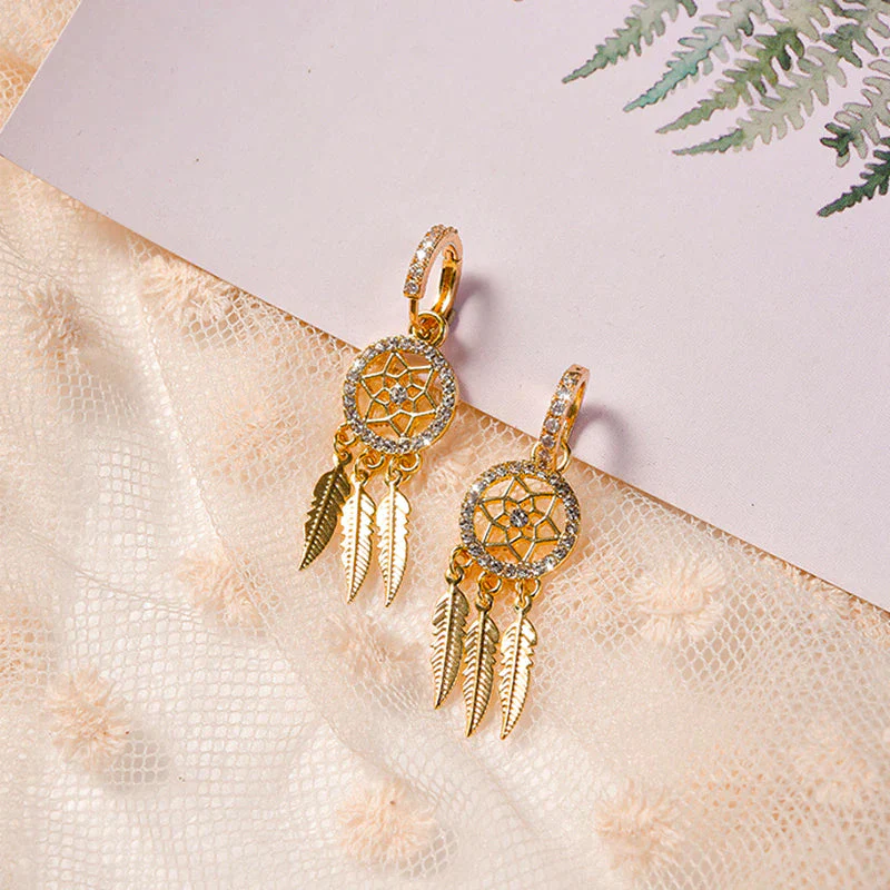 Dreamcatcher Crystal Charm Earrings - Image 6