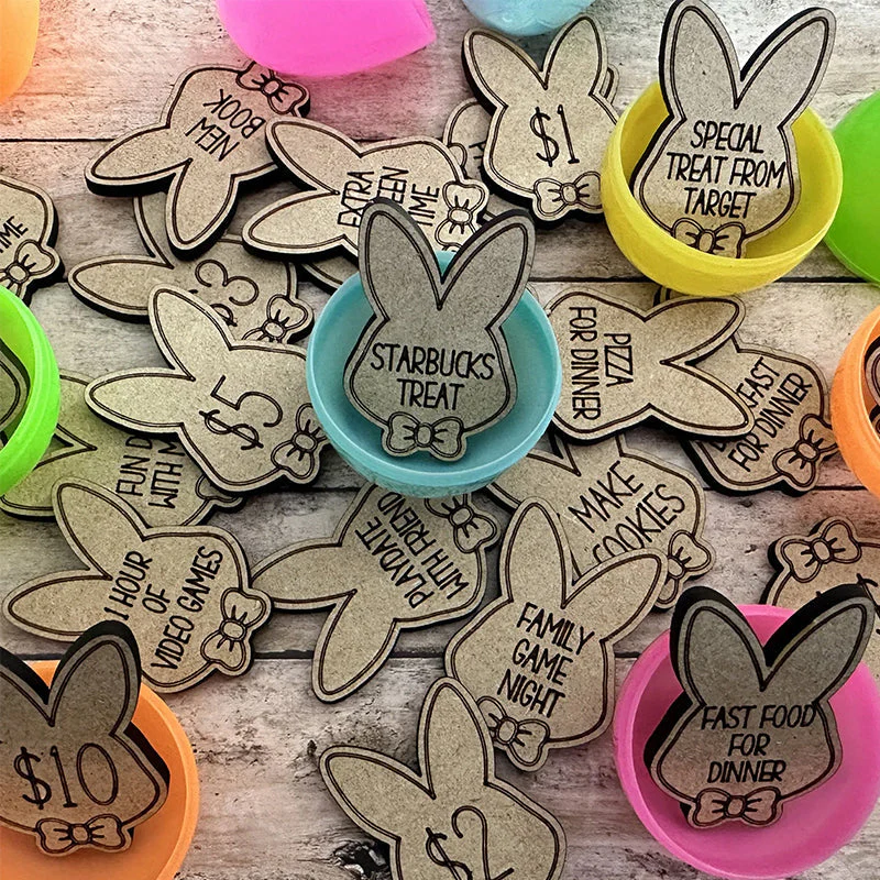 Easter Egg Stuffing Wooden Rabbit Token - Image 2