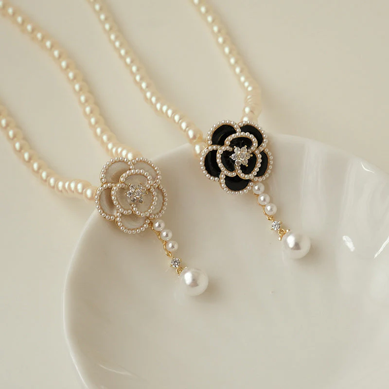 Elegant Pearl Camellia Necklace - Image 13