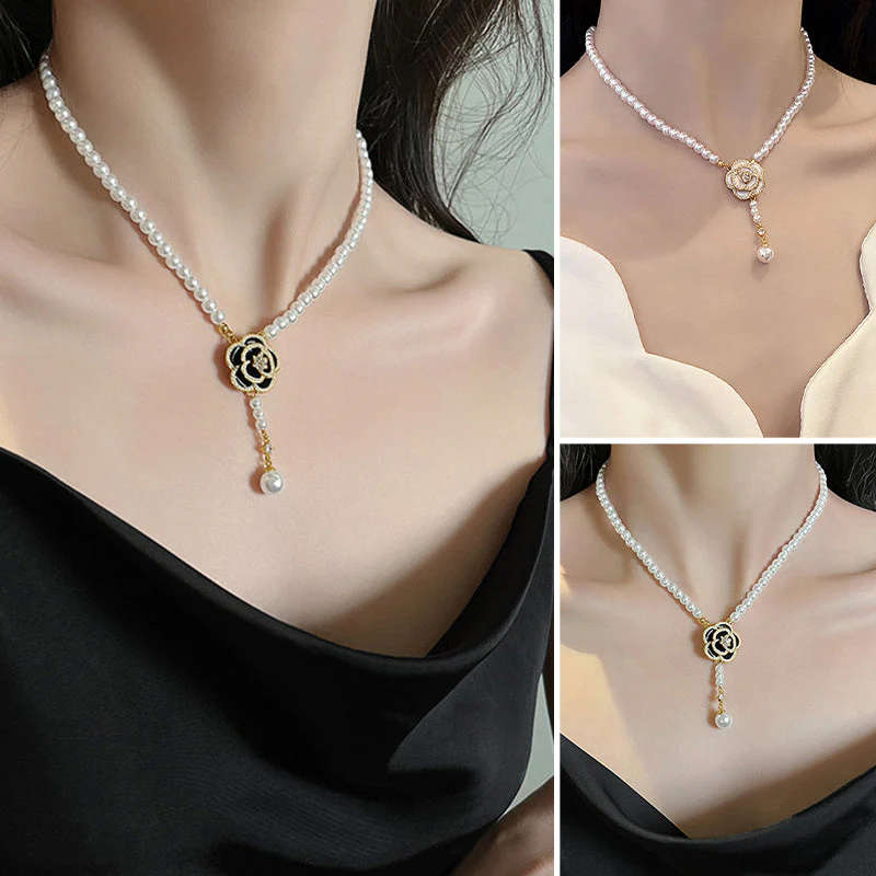 Elegant Pearl Camellia Necklace - Image 9