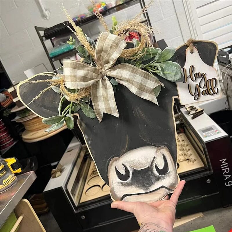 Farmhouse Cow Head Welcome Wreath - Image 5