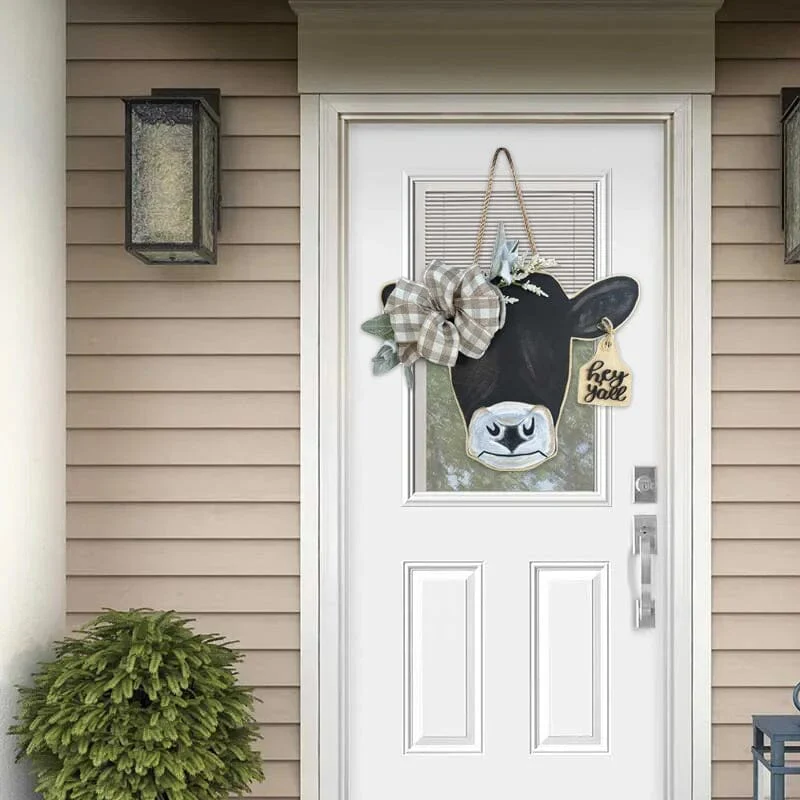 Farmhouse Cow Head Welcome Wreath - Image 6