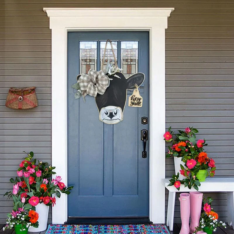 Farmhouse Cow Head Welcome Wreath - Image 7
