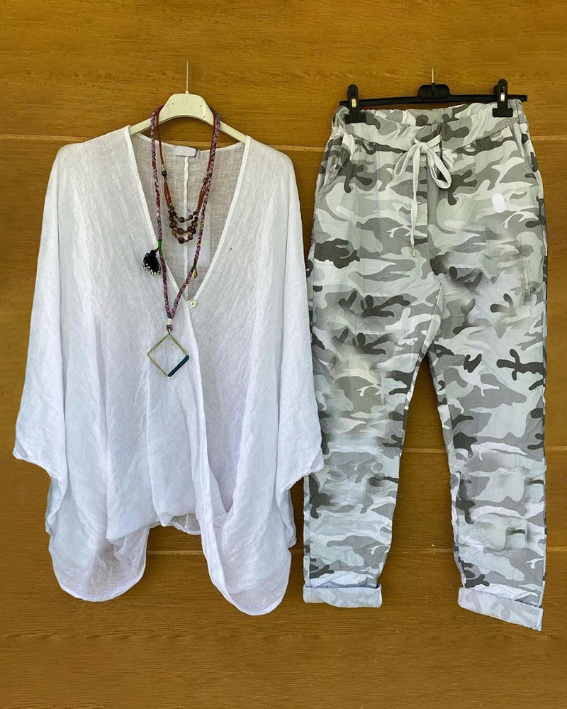 Fashion casual camouflage print two-piece set - Image 4