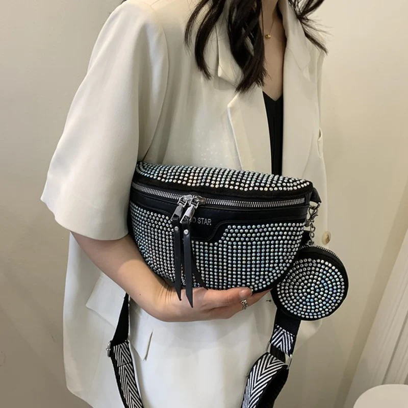 Fashion Rhinestone PU Leather Waist Bag - Image 10