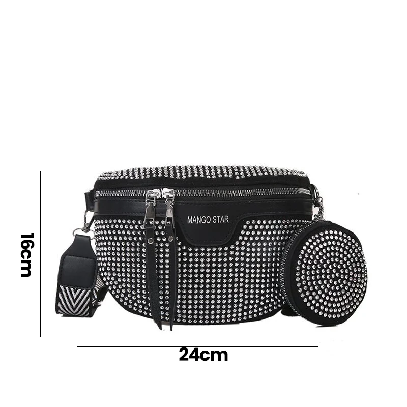 Fashion Rhinestone PU Leather Waist Bag - Image 11