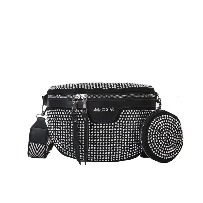 Fashion Rhinestone PU Leather Waist Bag - Image 14