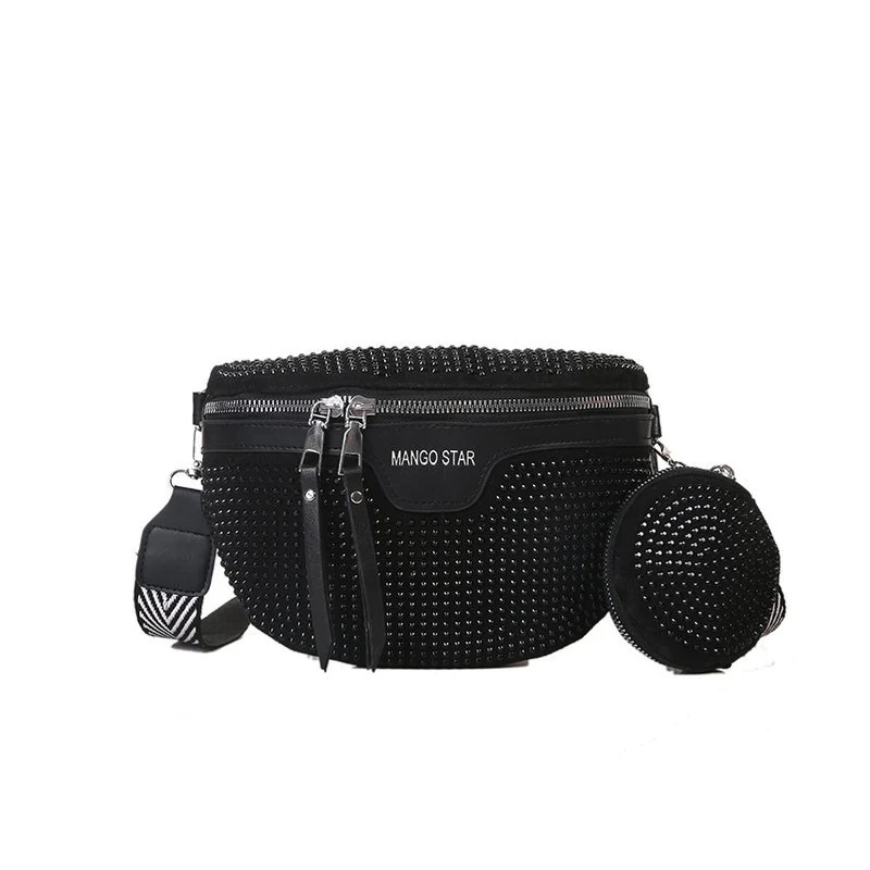 Fashion Rhinestone PU Leather Waist Bag - Image 15