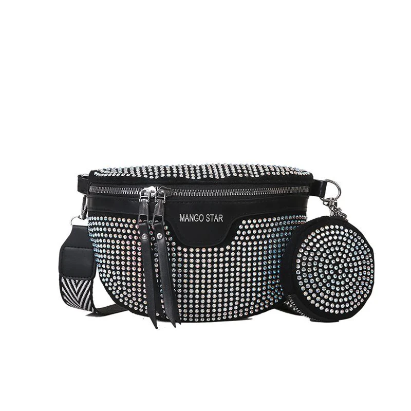 Fashion Rhinestone PU Leather Waist Bag - Image 16