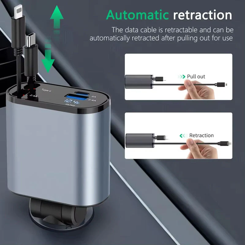 Fast Charge Retractable Car Charger - Image 2