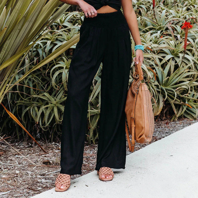 Fresh Air Linen Blend Pocketed Smocked Pants - Image 18