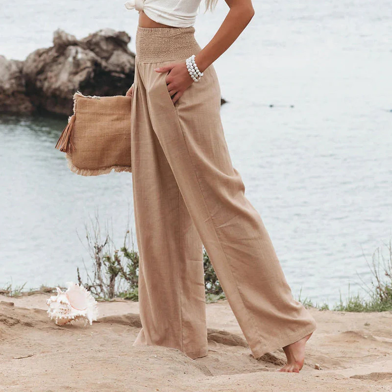 Fresh Air Linen Blend Pocketed Smocked Pants - Image 7