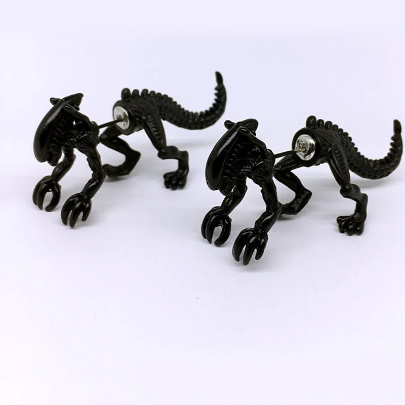 Funny Punk 3D Metal Mini Dinosaur Cartilage Earring Set Creative Colorful Exaggeration Cartoon Animal Stud For Women Girls Gifts Party Cool Jewelry - Image 6