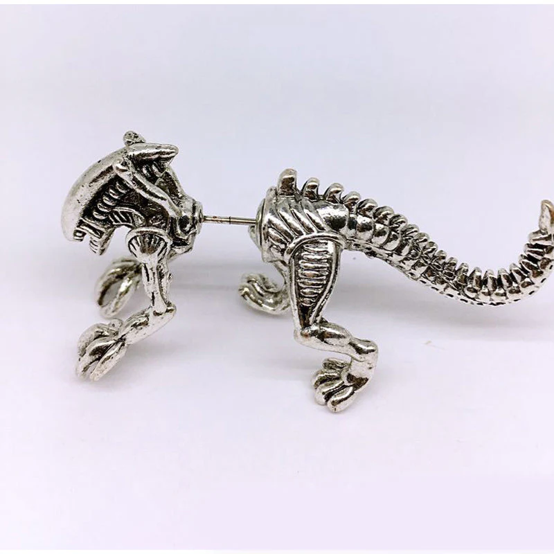 Funny Punk 3D Metal Mini Dinosaur Cartilage Earring Set Creative Colorful Exaggeration Cartoon Animal Stud For Women Girls Gifts Party Cool Jewelry - Image 7