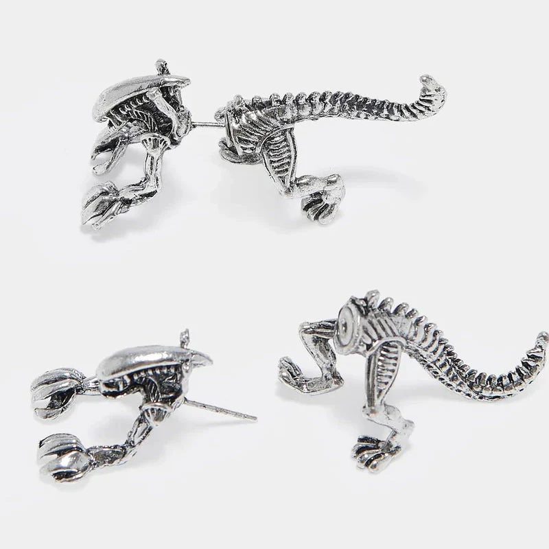 Funny Punk 3D Metal Mini Dinosaur Cartilage Earring Set Creative Colorful Exaggeration Cartoon Animal Stud For Women Girls Gifts Party Cool Jewelry - Image 8