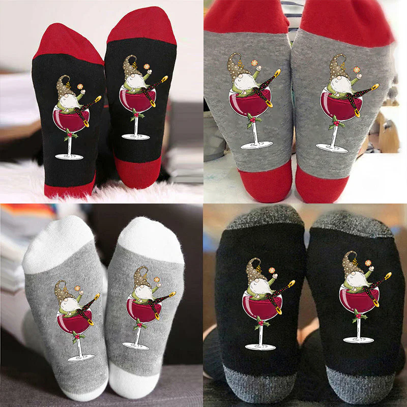 Gnome Wine Glass Unisex Crew Socks - Image 5