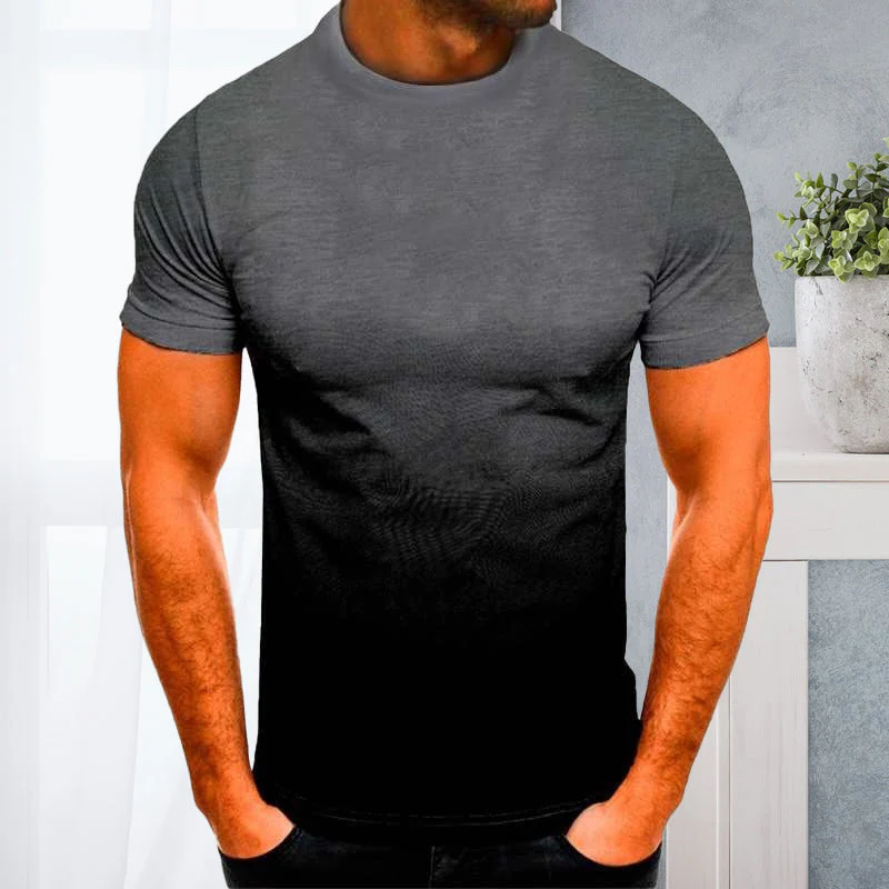 Gradient Print Round Neck Short Sleeve Top - Image 10
