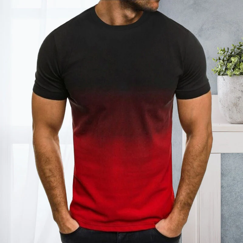 Gradient Print Round Neck Short Sleeve Top - Image 3