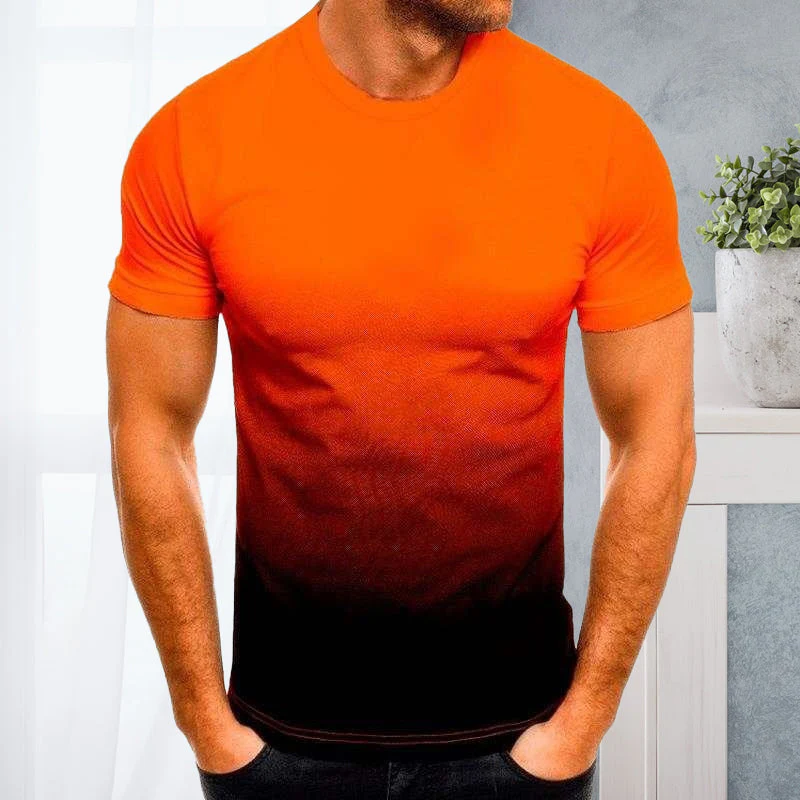 Gradient Print Round Neck Short Sleeve Top - Image 4