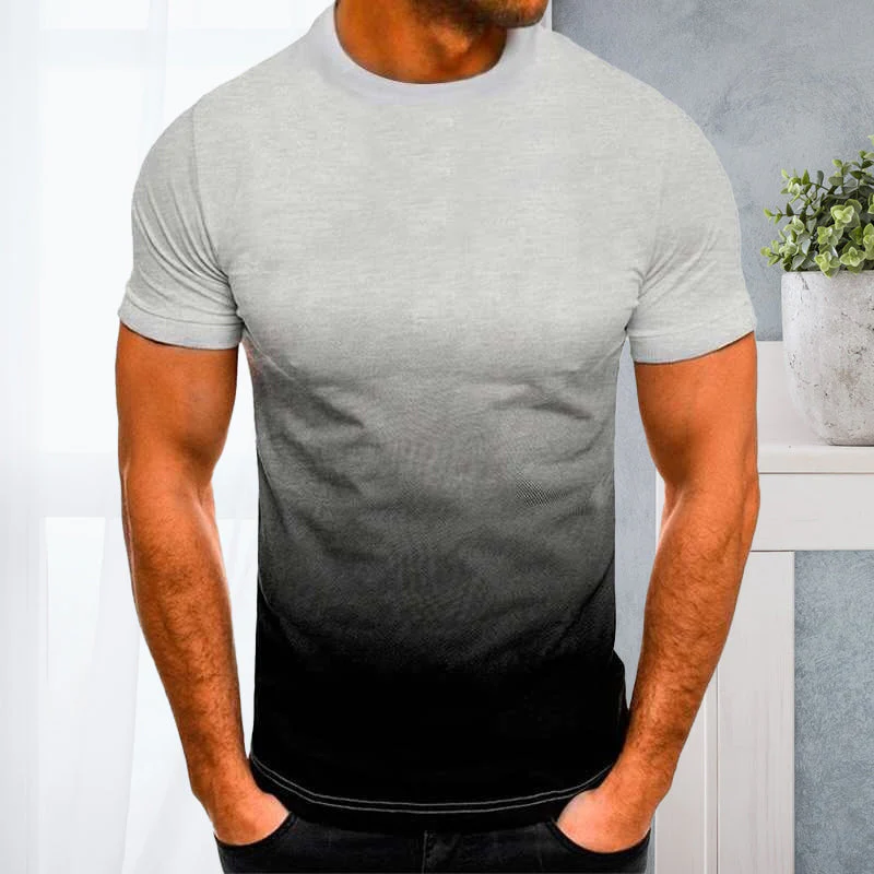 Gradient Print Round Neck Short Sleeve Top - Image 6