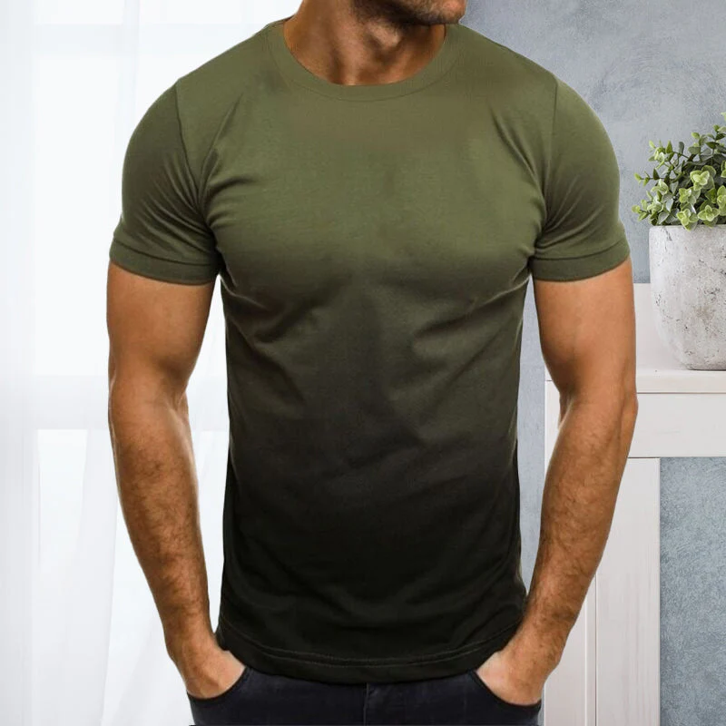 Gradient Print Round Neck Short Sleeve Top - Image 7