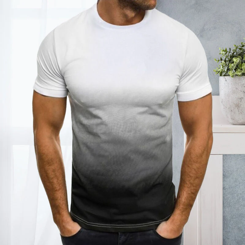 Gradient Print Round Neck Short Sleeve Top - Image 8