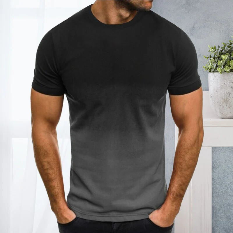 Gradient Print Round Neck Short Sleeve Top - Image 9