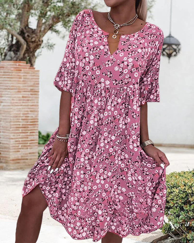 Half Sleeve Dress in Floral Print - Image 2