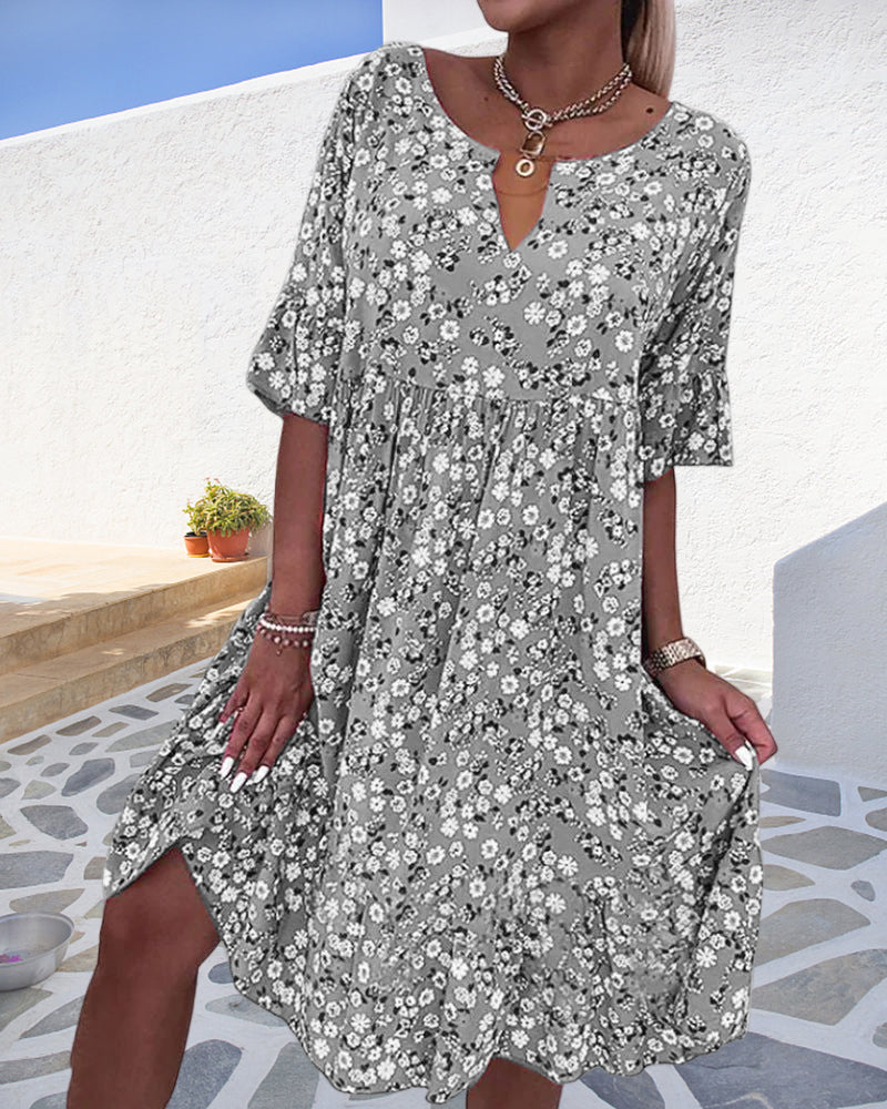 Half Sleeve Dress in Floral Print - Image 4