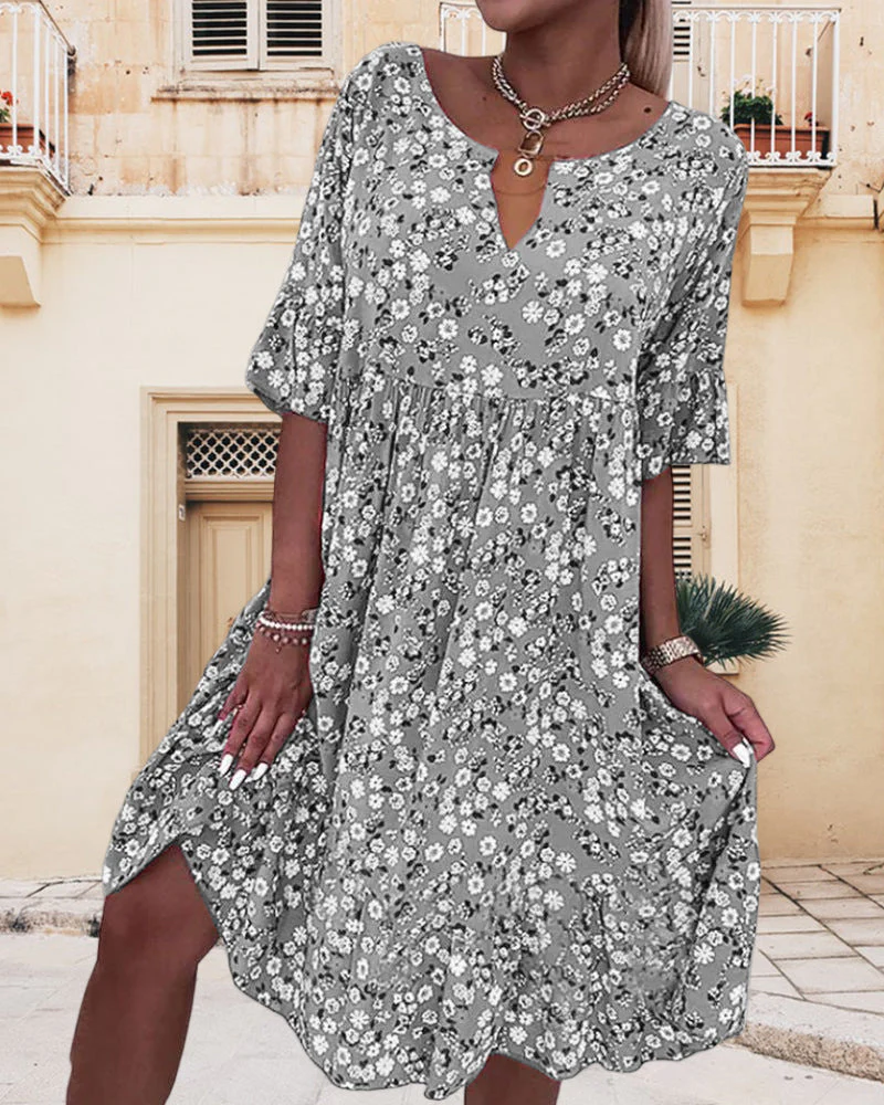 Half Sleeve Dress in Floral Print - Image 5