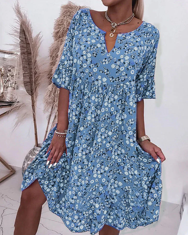 Half Sleeve Dress in Floral Print - Image 8