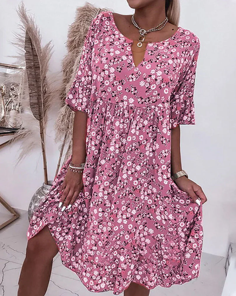 Half Sleeve Dress in Floral Print - Image 9