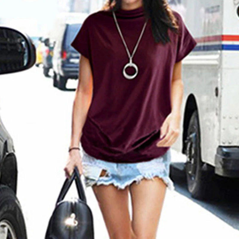 Half Turtleneck Doll Sleeve T-Shirt - Image 3
