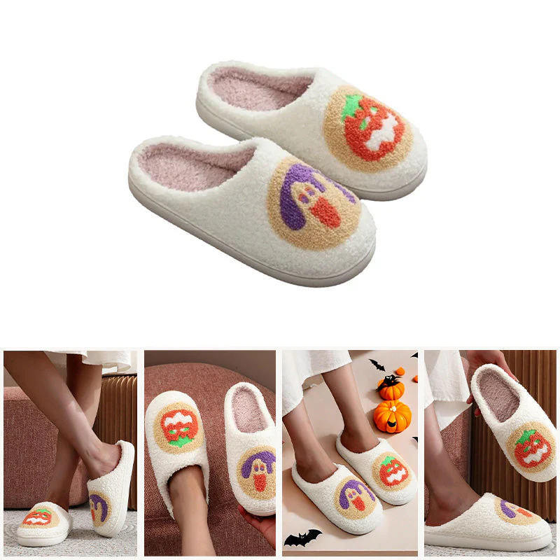 Halloween Cartoon Pattern Plush Slippers - Image 2