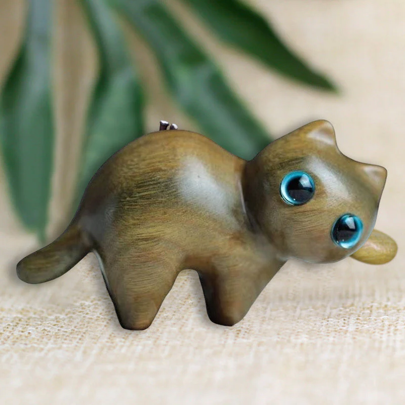 Handmade Wood Carved Cats Decoration - Image 10