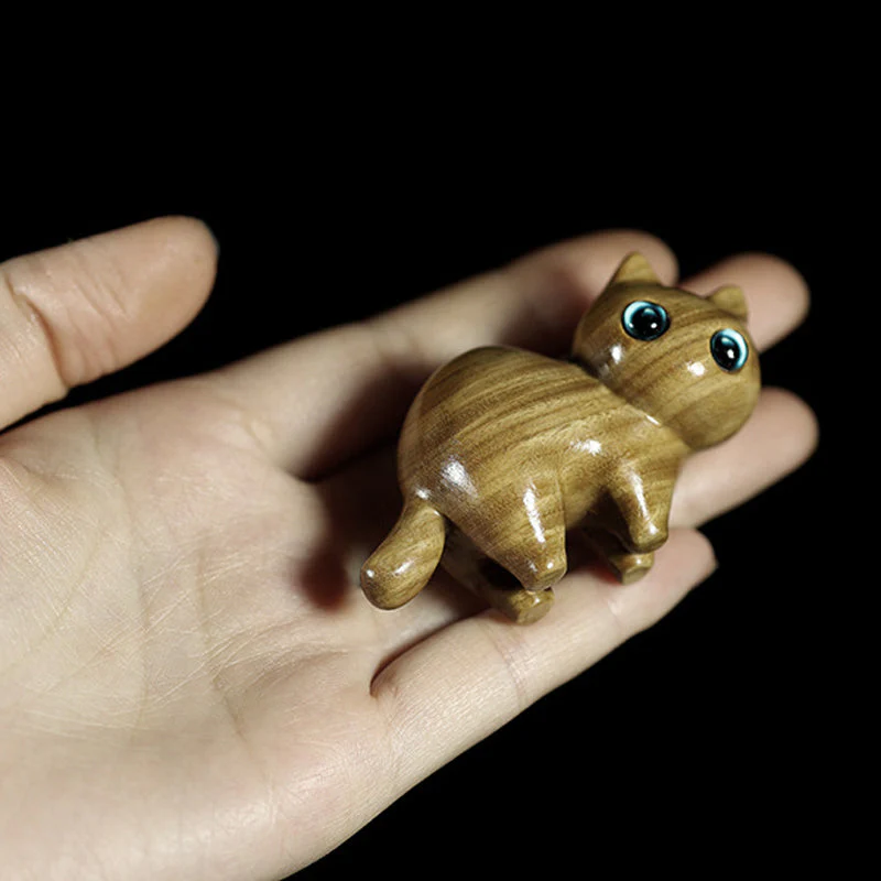 Handmade Wood Carved Cats Decoration - Image 12