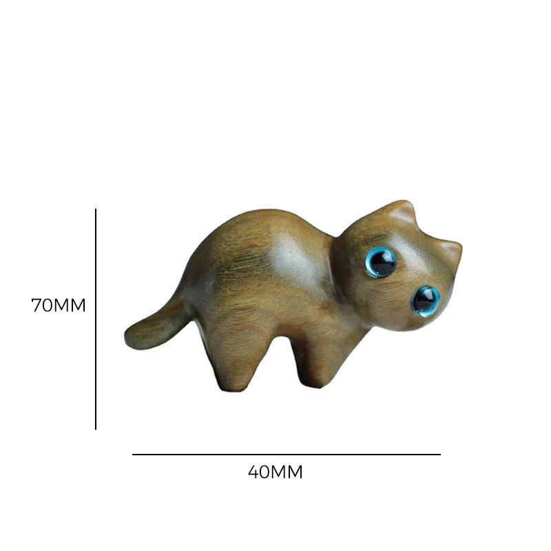 Handmade Wood Carved Cats Decoration - Image 3