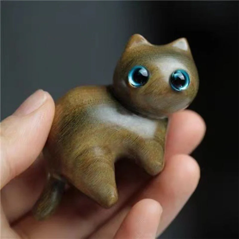 Handmade Wood Carved Cats Decoration - Image 5