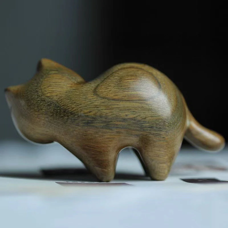 Handmade Wood Carved Cats Decoration - Image 7