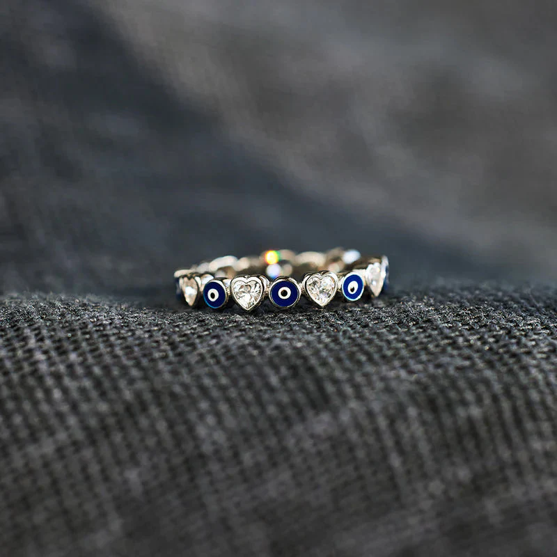 Heart & Evil Eye Ring Band - Image 10