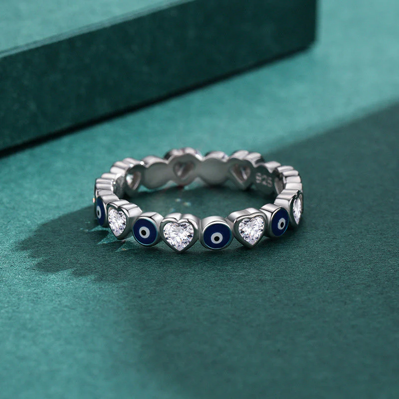 Heart & Evil Eye Ring Band - Image 11